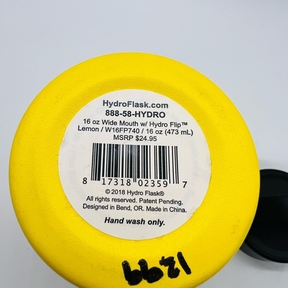 HYDRO FLASK 16 OUNCE WIDE MOUTH LEMON YELLOW WITH STICKERS WATER BOTTLE - Picture 6 of 10
